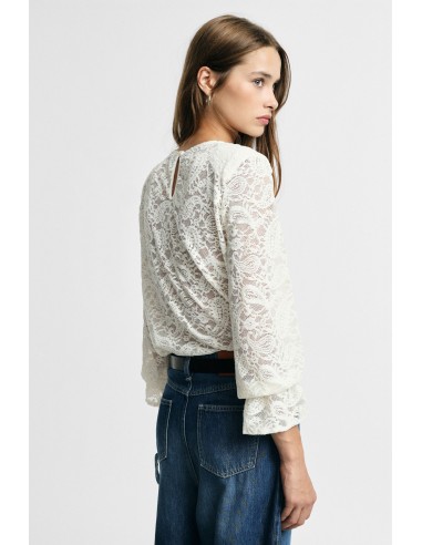Camisola de renda com mangas balão Please