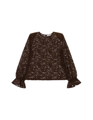 Camisola de renda com mangas balão Please