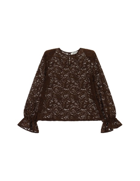 Camisola de renda com mangas balão Please