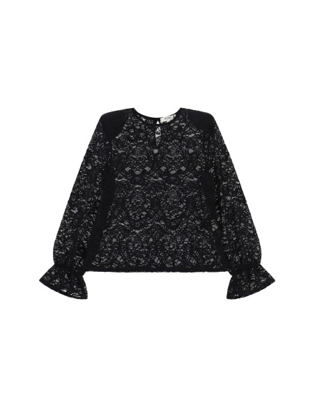 Camisola de renda com mangas balão Please
