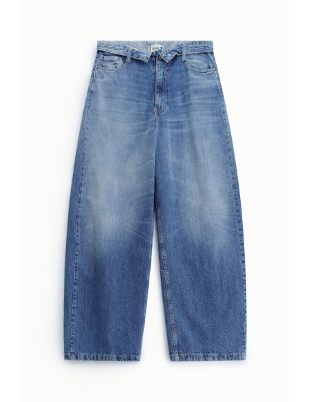 Jeans de perna larga de cintura subida com lavagem vintage Please