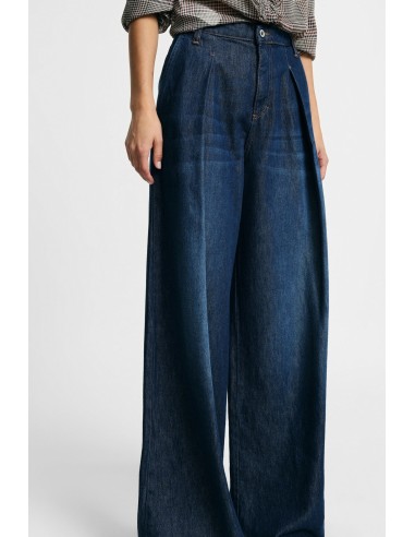 Jeans Ampi com pregas e cintura subida Please