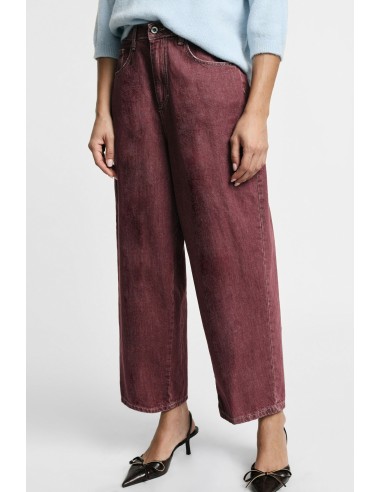 Jeans de perna larga, corte cropped, com cinco bolsos, por favor