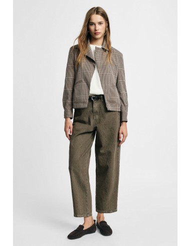 Jeans de perna larga, corte cropped, com cinco bolsos, please