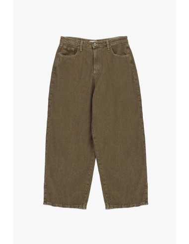 Jeans de perna larga, corte cropped, com cinco bolsos, por favor
