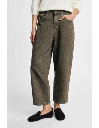 Jeans de perna larga, corte cropped, com cinco bolsos Please