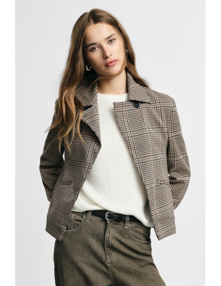 Camisa-casaco aos quadrados de corte regular com bolsos frontais Please