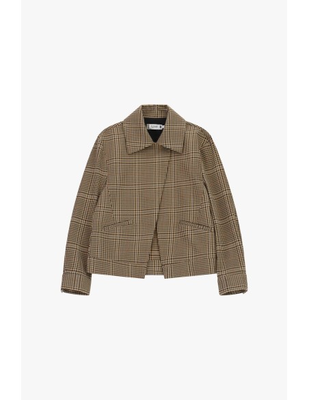 Camisa-jaqueta aos quadrados de corte regular com bolsos frontais, por favor