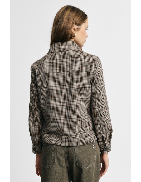 Camisa-casaco aos quadrados de corte regular com bolsos frontais, por favor