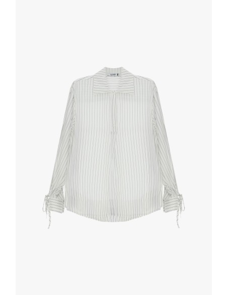 Camisa de corte regular às riscas com punhos ajustáveis Please