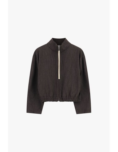 Sweatshirt curta com fecho e bainha elástica Please