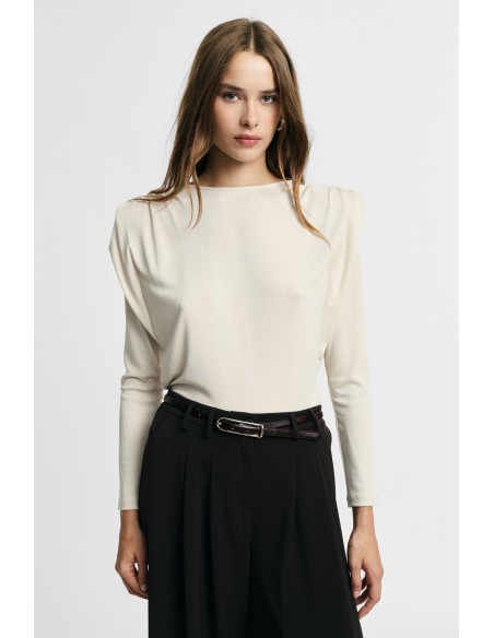 Camisola de gola redonda com ombros estruturados Please