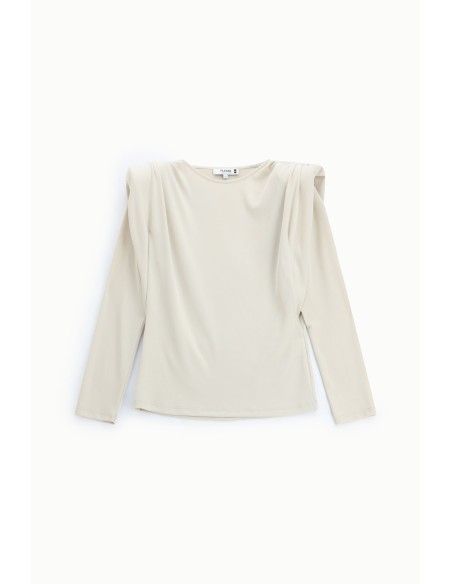 Camisola de gola redonda com ombros estruturados Please
