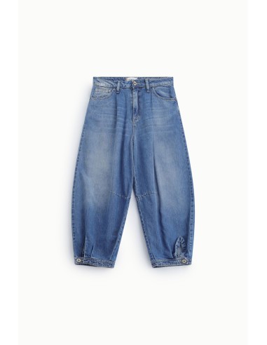 Jeans balão com pinças e bainha ajustável, por favor