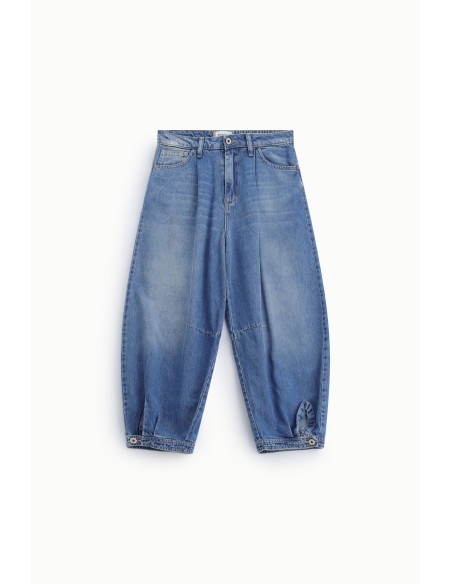 Jeans balão com pinças e bainha ajustável, por favor