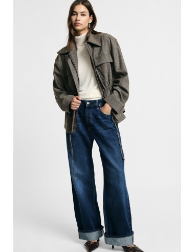 Jeans Ampi de Cintura Alta com Bainha Dobrada Please
