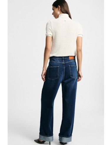 Jeans Ampi de Cintura Alta com Bainha Dobrada Please
