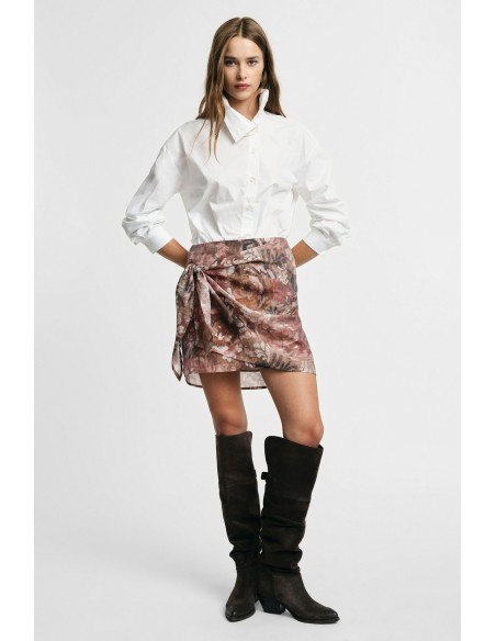 Saia curta com estampado floral efeito aguarela Please