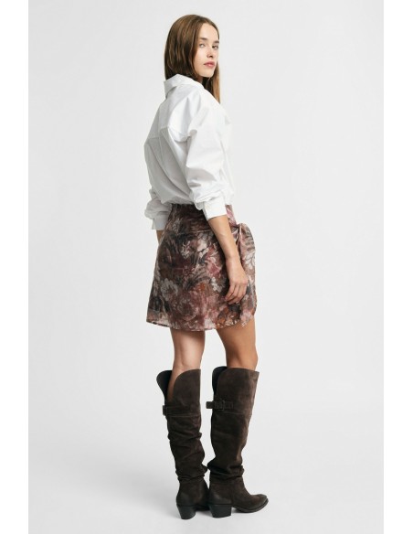 Saia curta com estampado floral efeito aguarela Please