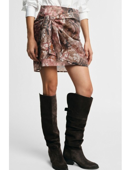 Saia curta com estampado floral efeito aguarela Please