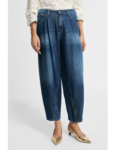Jeans de corte balão com fechos de correr nos tornozelos, por favor