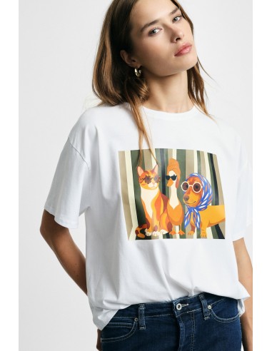 T-Shirt de decote redondo com estampado ilustrado frontal Please