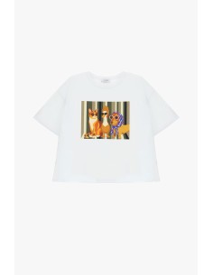 T-Shirt de decote redondo com estampado ilustrado frontal Please 2
