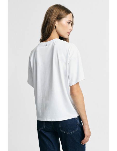 T-Shirt de gola redonda com estampa ilustrada frontal Please