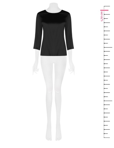 Blusa fluida de mangas a 3/4 em cetim Rinascimento