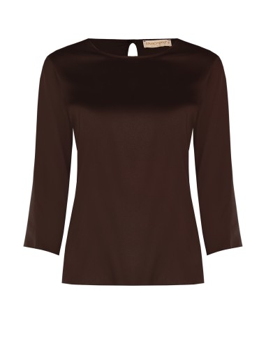 Blusa Fluida de Mangas 3/4 em Cetim Rinascimento