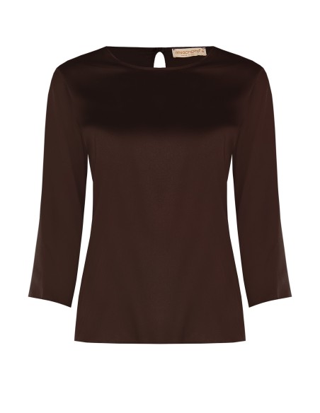 Blusa Fluida de Mangas 3/4 em Cetim Rinascimento