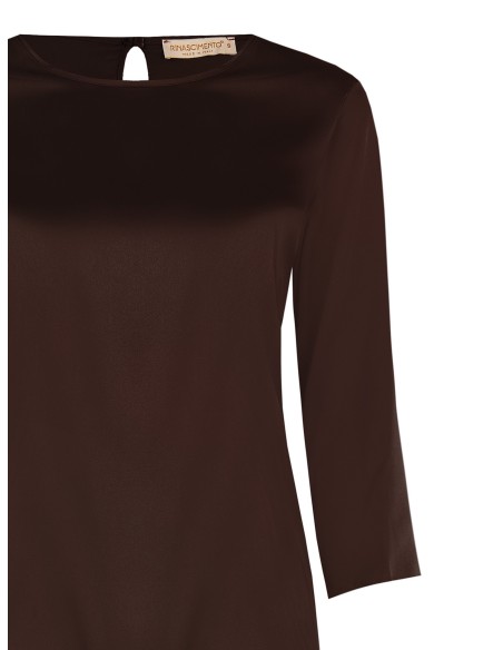 Blusa Fluida de Mangas 3/4 em Cetim Rinascimento
