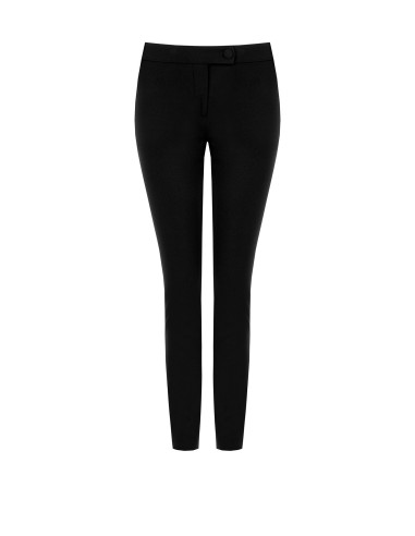 Calças skinny em crepe scuba com botão a condizer Rinascimento
