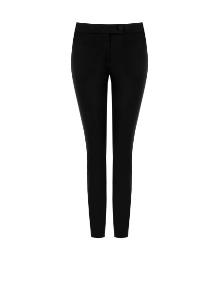Calças skinny em crepe scuba com botão a condizer Rinascimento