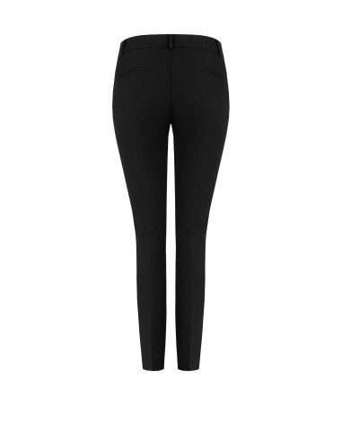 Calças skinny em crepe scuba com botão a condizer Rinascimento