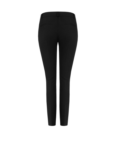 Calças skinny em crepe scuba com botão a condizer Rinascimento