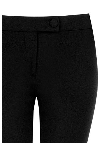Calças skinny em crepe scuba com botão a condizer Rinascimento