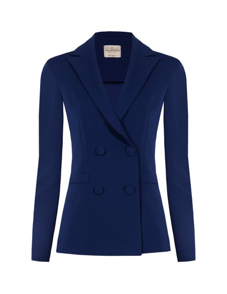 Blazer cintado em crepe scuba com botões a condizer Rinascimento