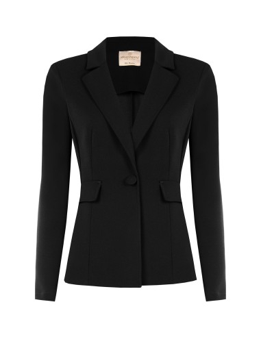 Casaco blazer cintado em crepe scuba com botão a condizer Rinascimento