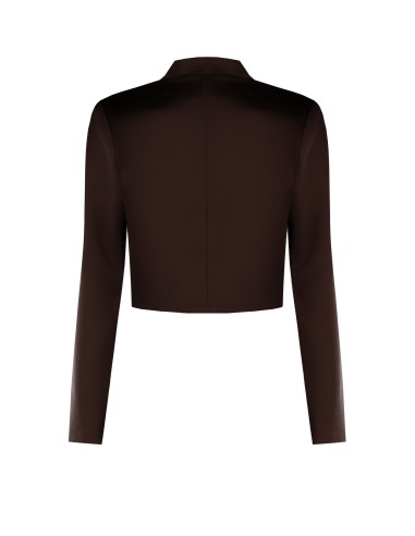 Casaco Spencer Crop Aberto em Cetim Sem Lapelas Rinascimento