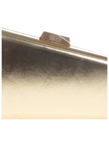 Clutch rígida trapezoidal em imitação de pele metalizada com alça de corrente Rinascimento