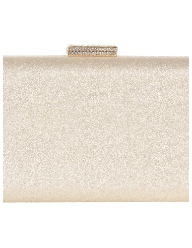 Clutch rígida com glitter, fecho com glitter e alça de corrente Rinascimento