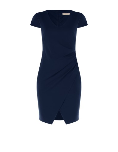 Vestido Curvy justo em crepe scuba com decote em V franzido de um lado Rinascimento Curvy