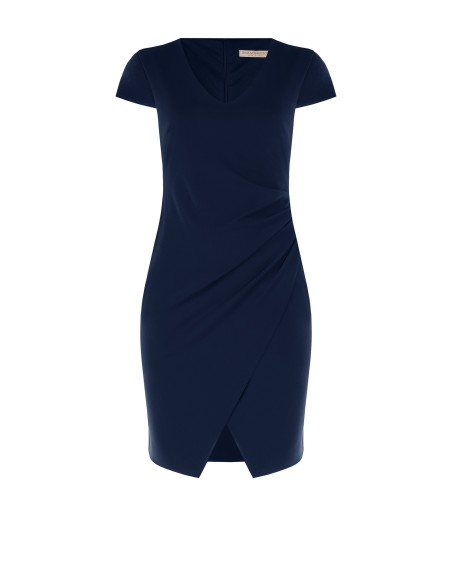 Vestido Curvy justo em crepe scuba com decote em V franzido de um lado Rinascimento Curvy
