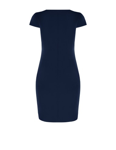 Vestido Curvy de Corte Tubo em Scuba Crepe com Decote em V Franzido de um Lado Rinascimento Curvy