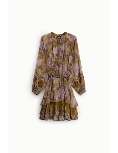 Vestido curto com estampado floral e cinto Dixie