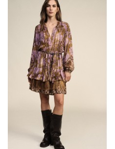 Vestido curto com estampado floral e cinto Dixie