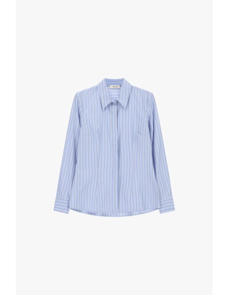 Camisa às riscas com colarinho clássico Dixie