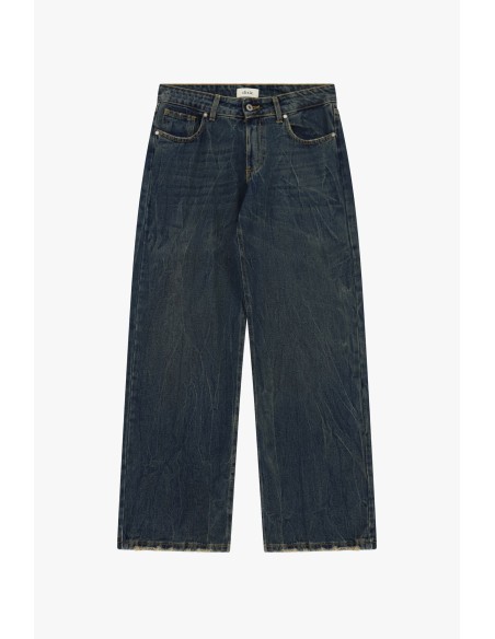 Jeans de perna larga com efeito usado e cintura regular Dixie