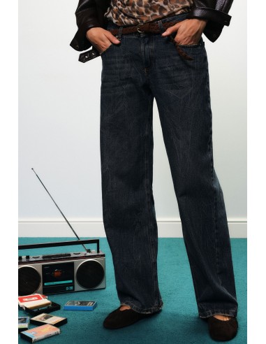 Jeans de perna larga com efeito usado e cintura normal Dixie
